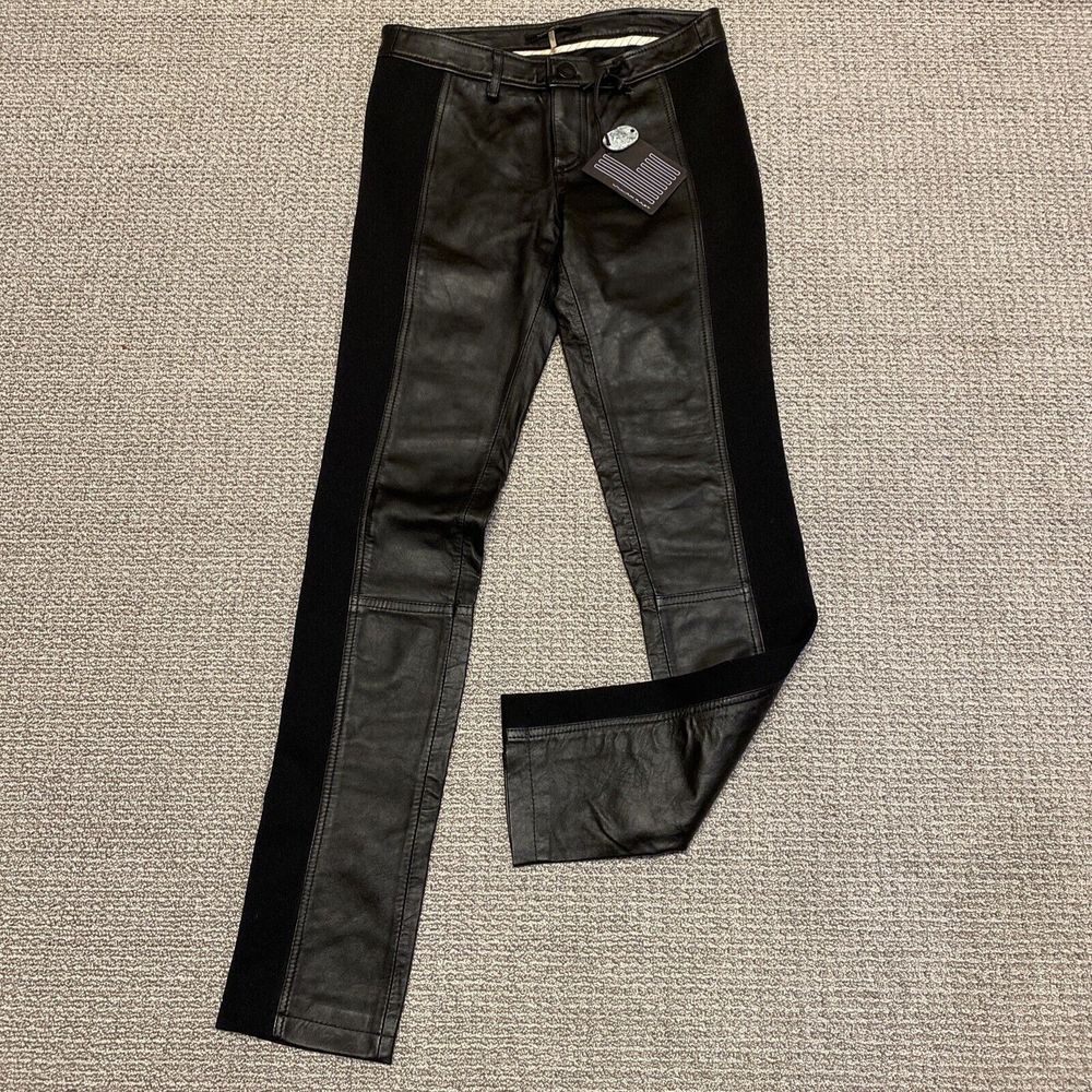 William Rast Pants Womens 25 100% Leather Black Slim Fit Size 25